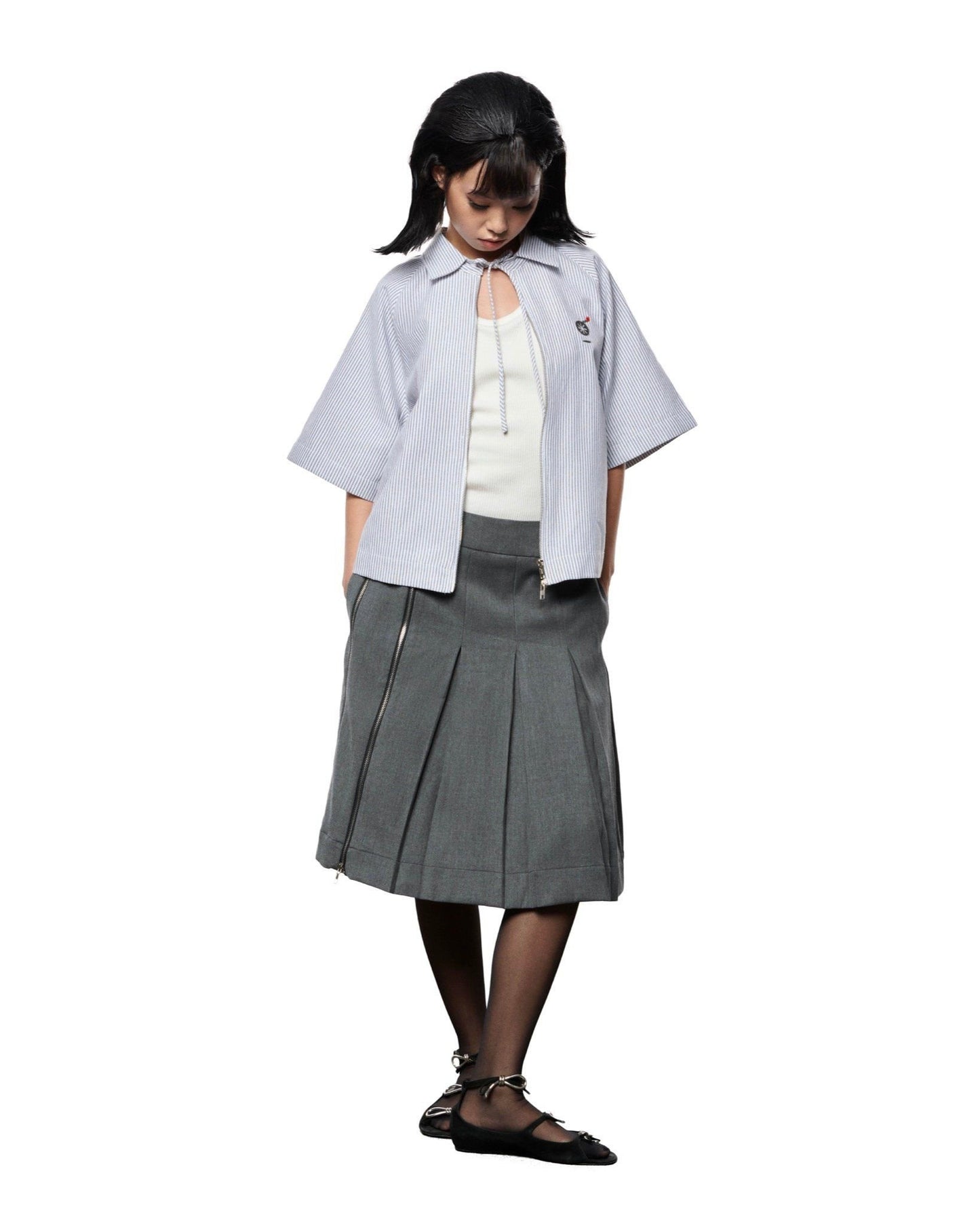 popeye-light-grey-zip-up-shirt-red-two-way-zipper-bow-tie-lider