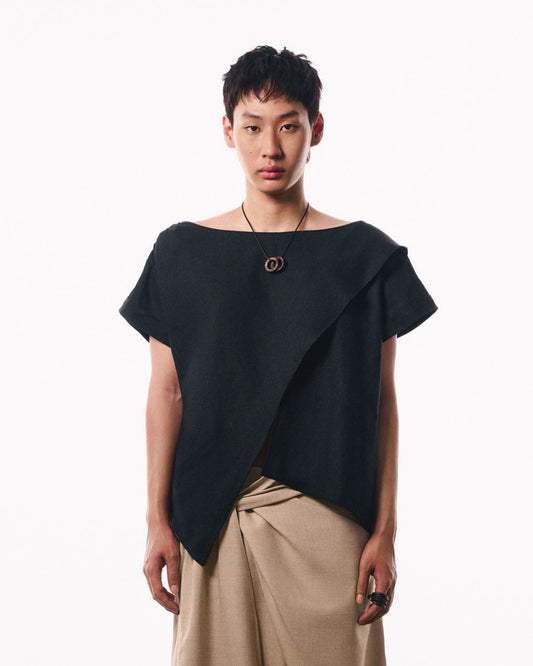 black-crossed-lapel-boat-neck-cuffed-sleeves-the-idiot