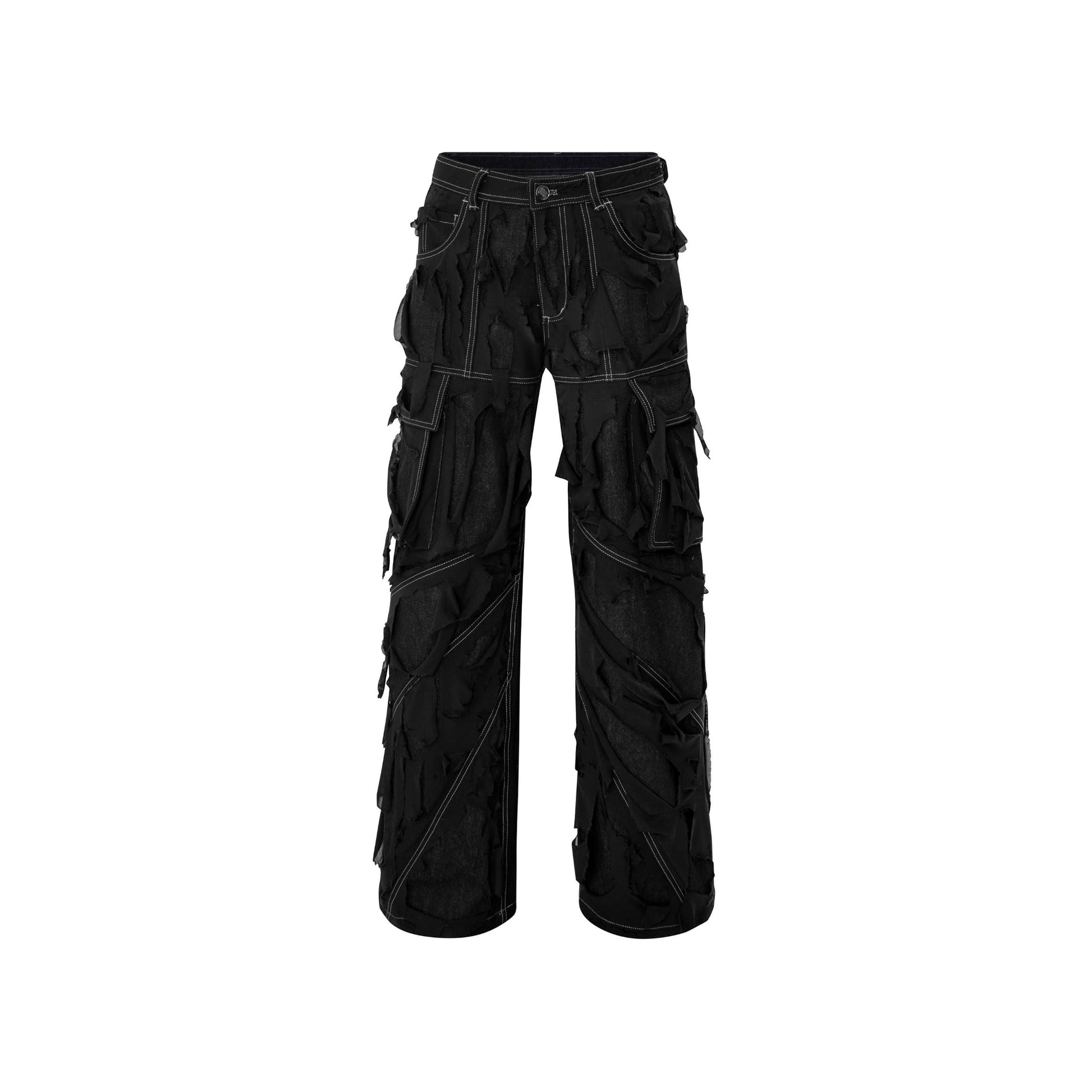 distressed-mesh-denim-pants-DUC STUDIO 