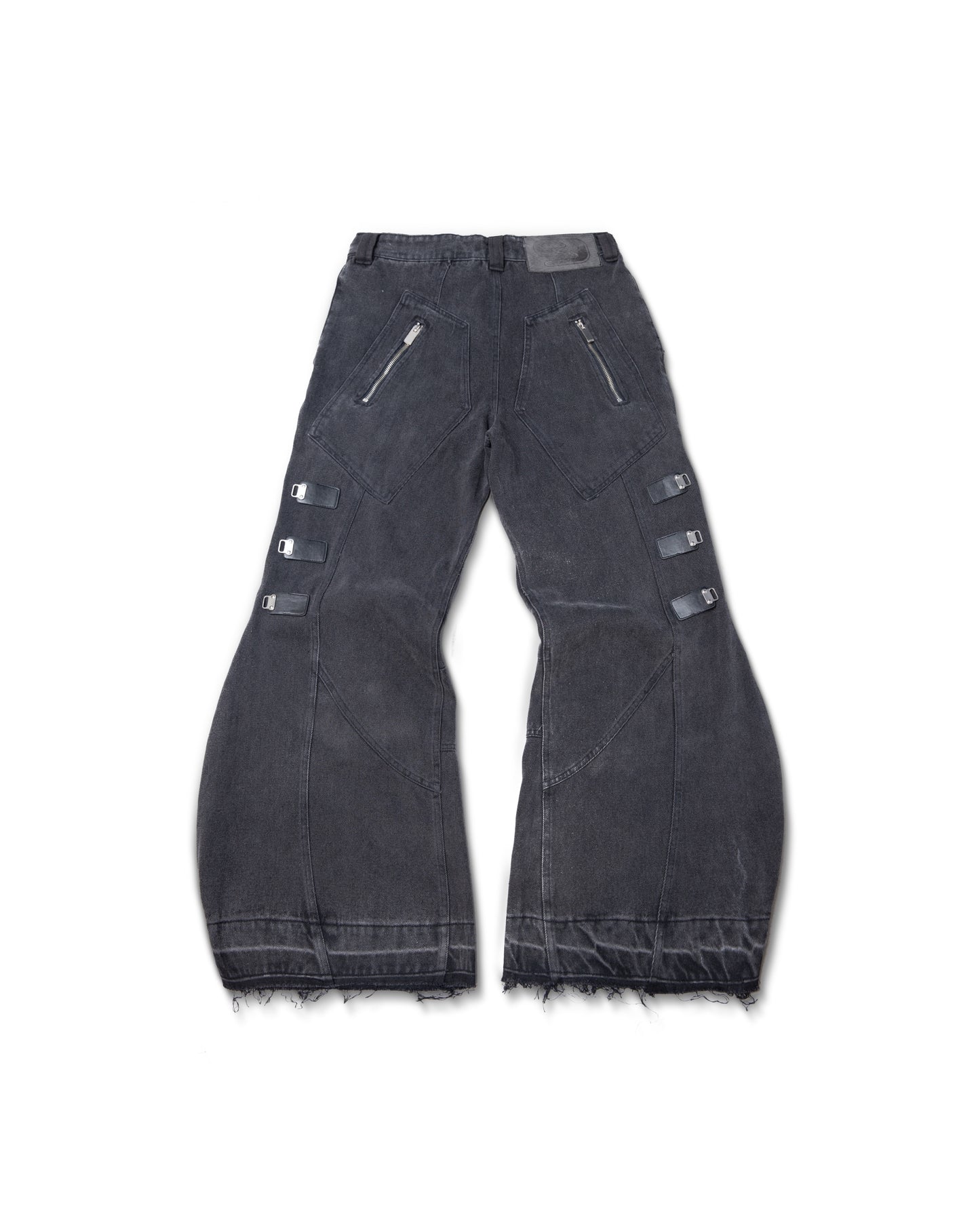 washed-gray-multi-buckle-denim-pants goldie astoud