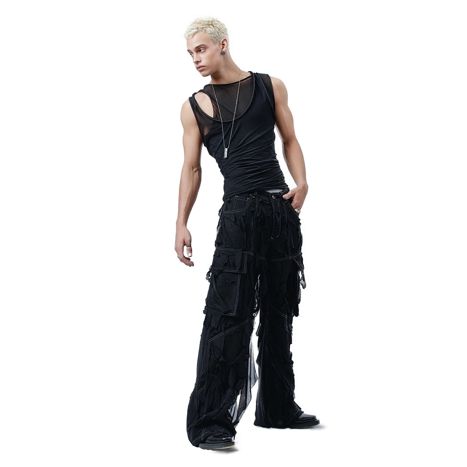 distressed-mesh-denim-pants-DUC STUDIO 