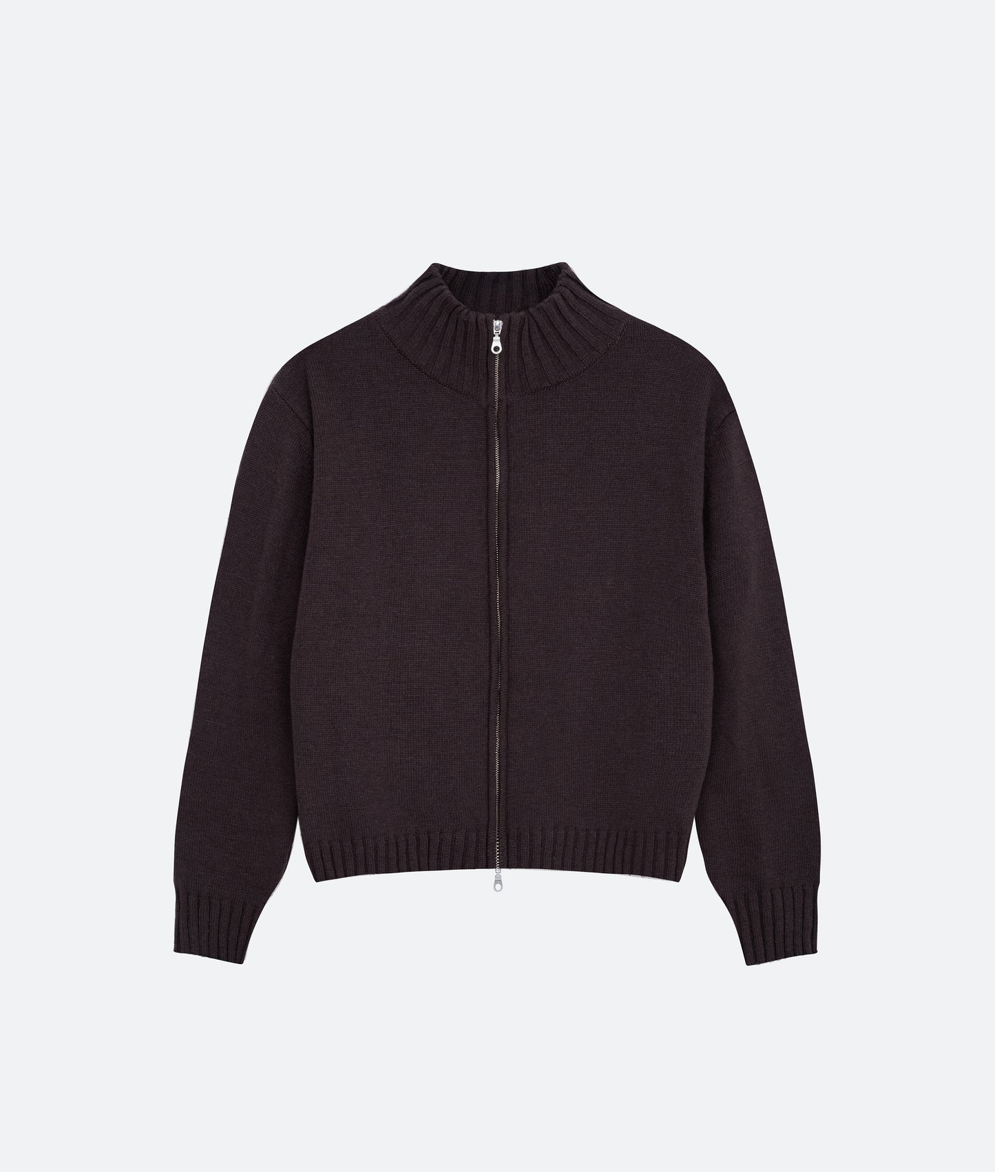 FRAGILE® Chocolate Knit Zip-Up Sweater fragile club astoud