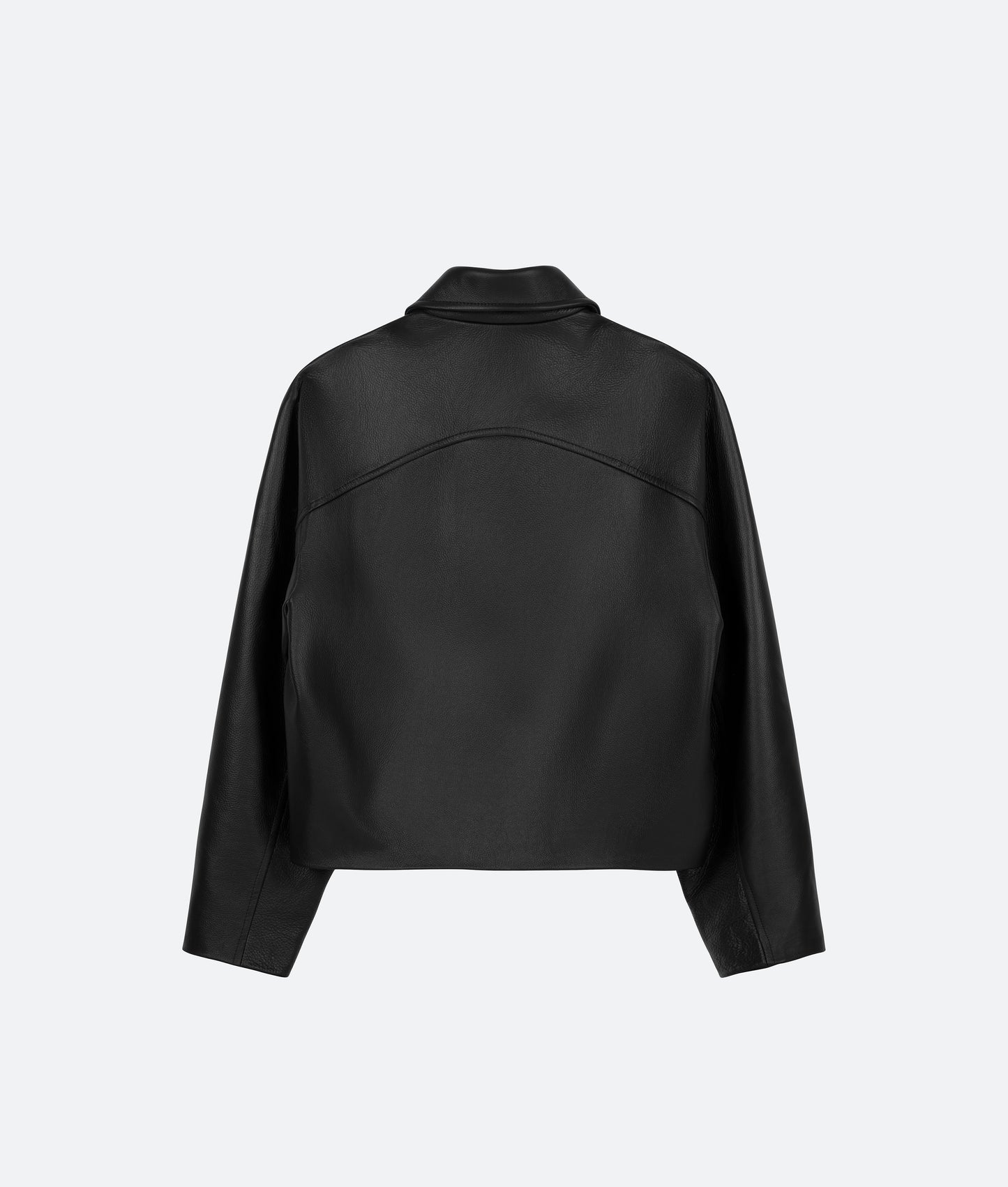 FRAGILE® Black Cropped Leather Jacket fragile club astoud