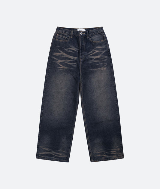 FRAGILE® Dark Blue Wash Baggy Denim fragile club astoud
