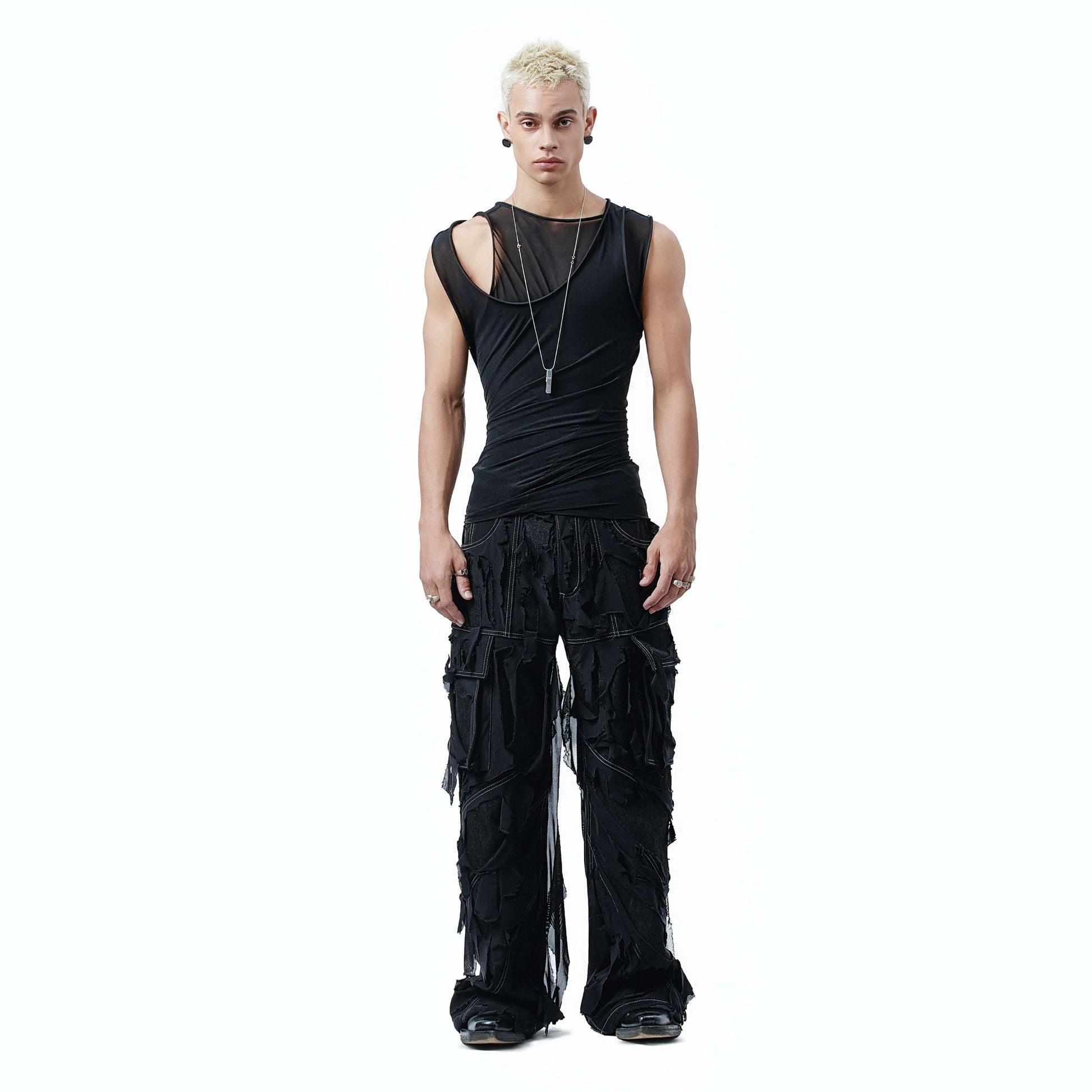 distressed-mesh-denim-pants-DUC STUDIO 
