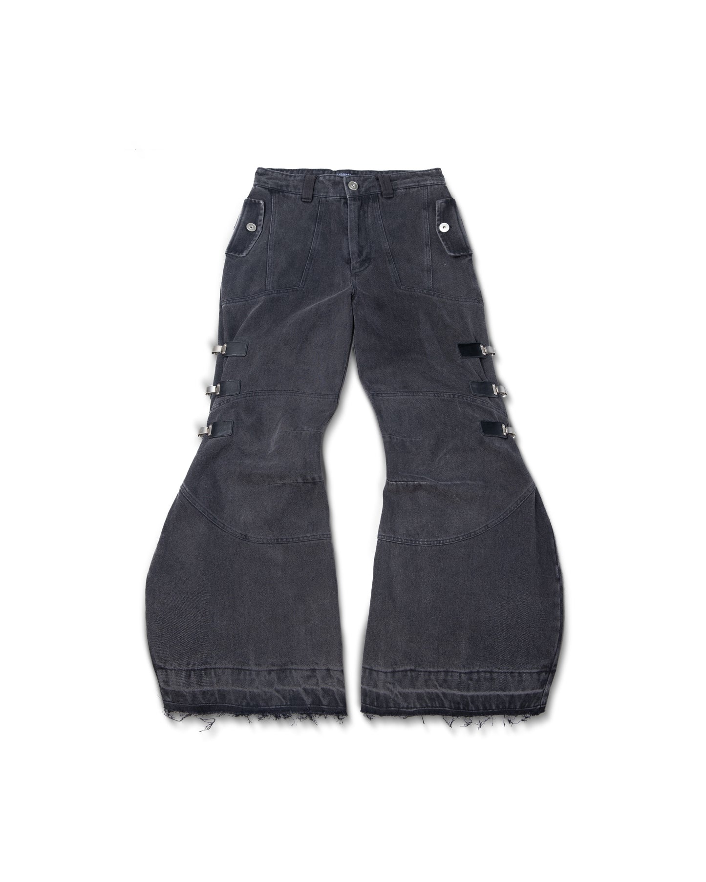 washed-gray-multi-buckle-denim-pants goldie astoud