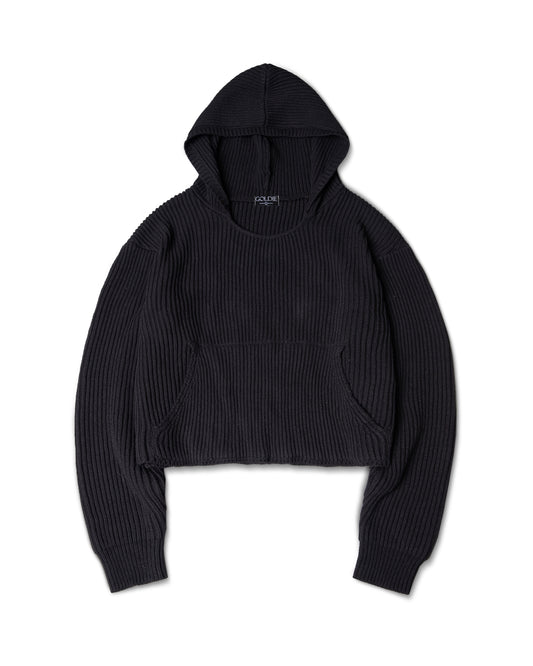 cropped-black-knit-hoodie goldie astoud