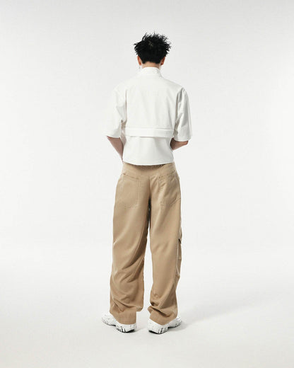 Men's Beige Light Weight Khaki Curve Leg Pants
