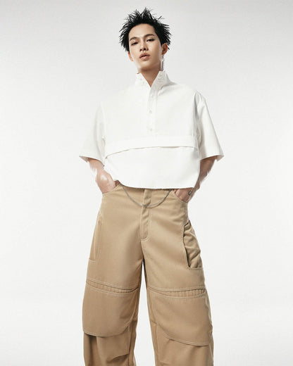 Men's Beige Light Weight Khaki Curve Leg Pants