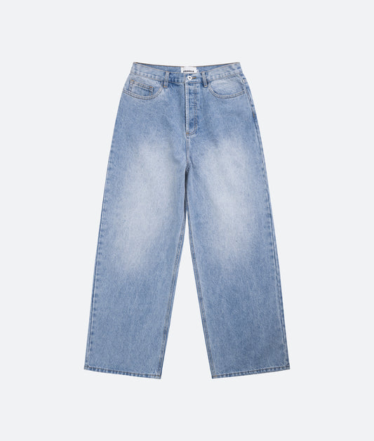 FRAGILE® Light Blue Wash Baggy Denim fragile club astoud