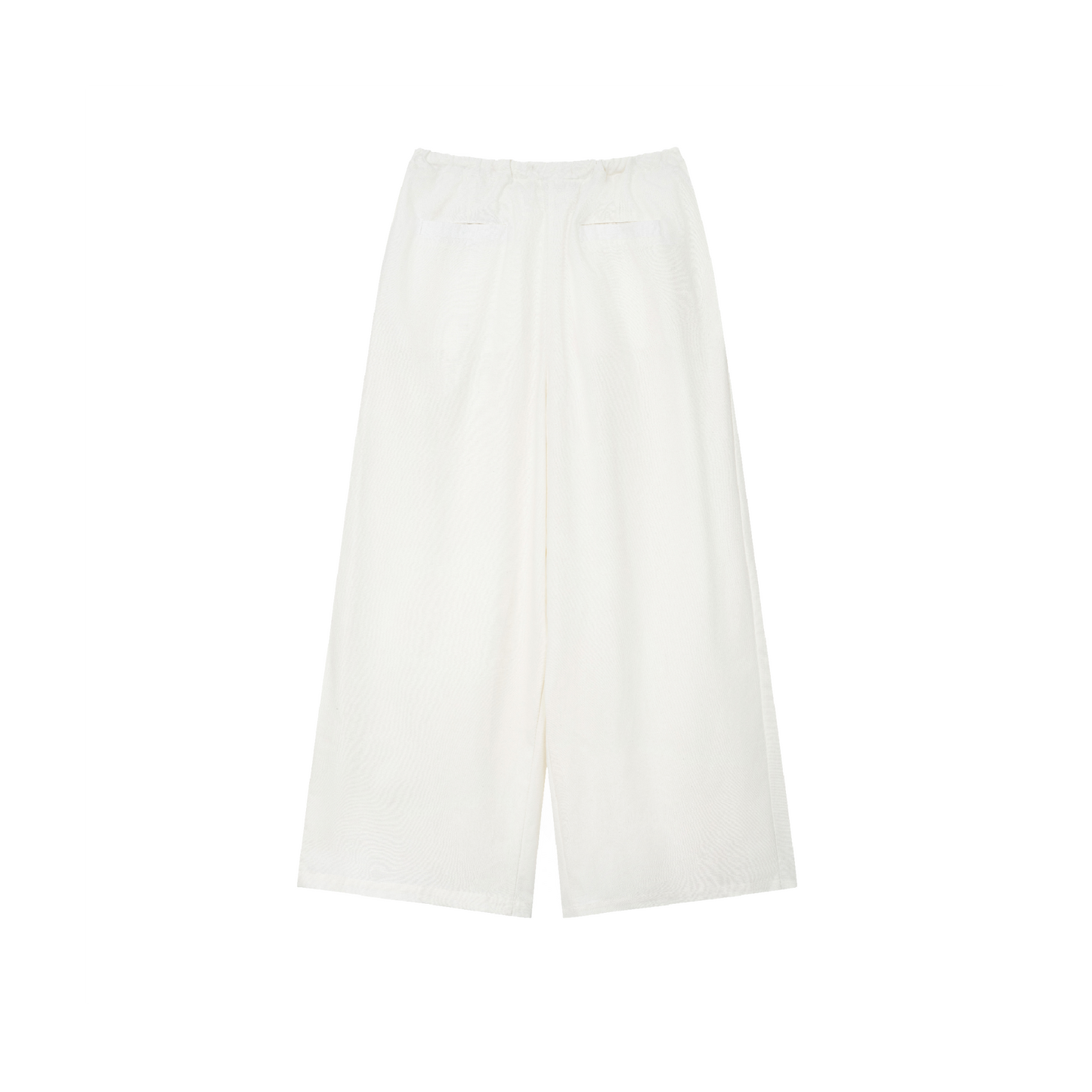 White Linen Box Pleated Pants