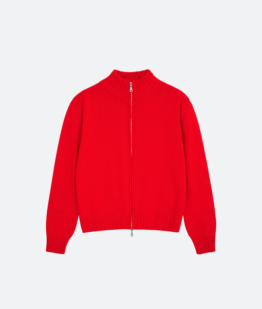 FRAGILE® Red Knit Zip-Up Sweater fragile club astoud